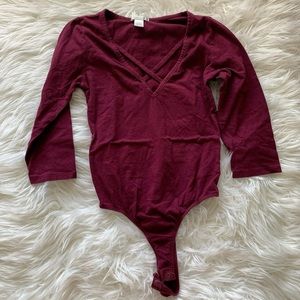 Maroon Half-Sleeve Bodysuit